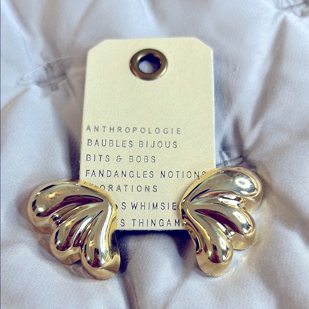 Anthropologie Gold Sculptural earrings NWT